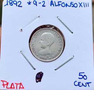 Moneda PLATA 50 Centimos 1892 *(9-2) ALFONSO XIII