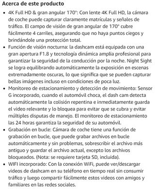 Cámara coche 4K Wifi con SD 32GB