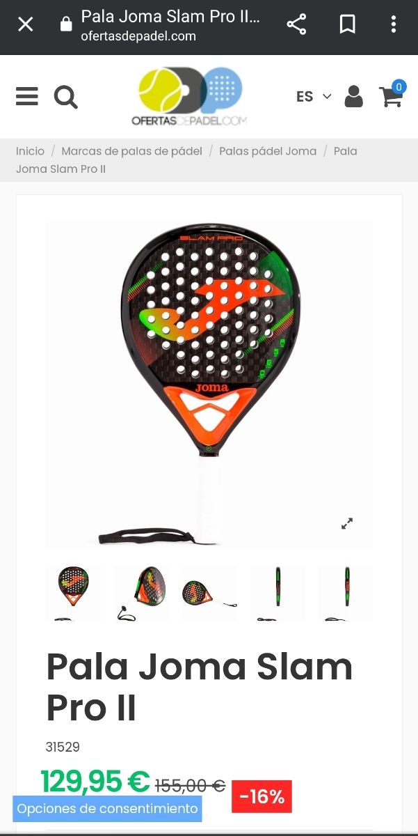 pala de pádel Joma slam pro 2