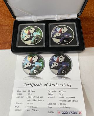 Set 2 Monedas de Plata Panda 2023 30 g Noche y Día