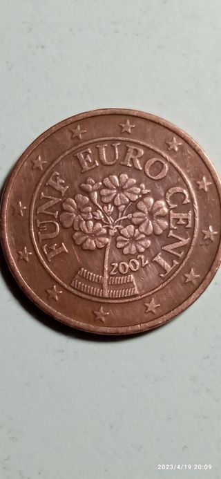 Moneda 5 céntimos de euro Austria 2002