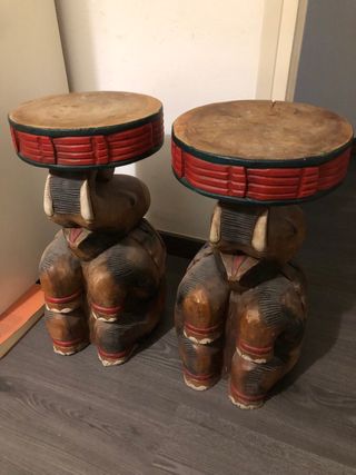 Taburete elefante de madera maciza