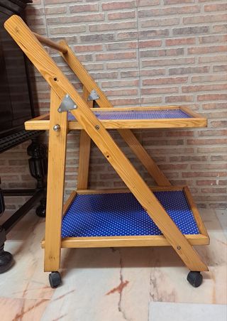 carrito camarera de madera restaurado.