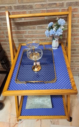 carrito camarera de madera restaurado.