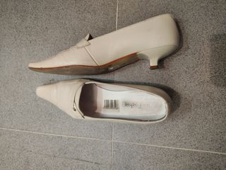 Zapatos Tacón Punta Talla 38 Piel