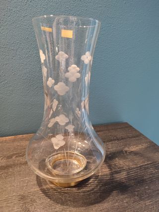 vaso dipinto a mano oro fiori cristallo al piombo 