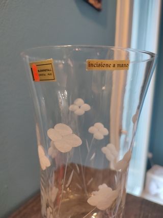vaso dipinto a mano oro fiori cristallo al piombo 