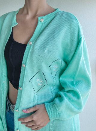 Chaqueta vintage flores bordadas