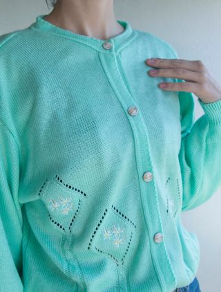 Chaqueta vintage flores bordadas