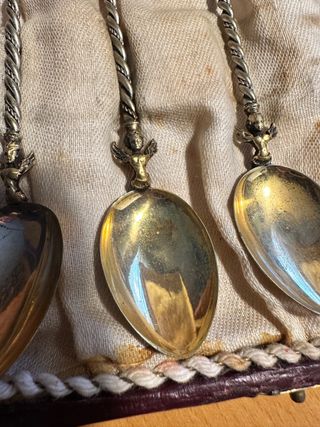 6 cucchiaini fine 800 placcati oro