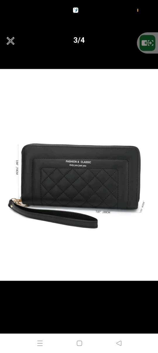 cartera negra grande con gran capacidad con etique