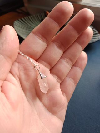 Collar plata con piedra cuarzo rosa San Saru