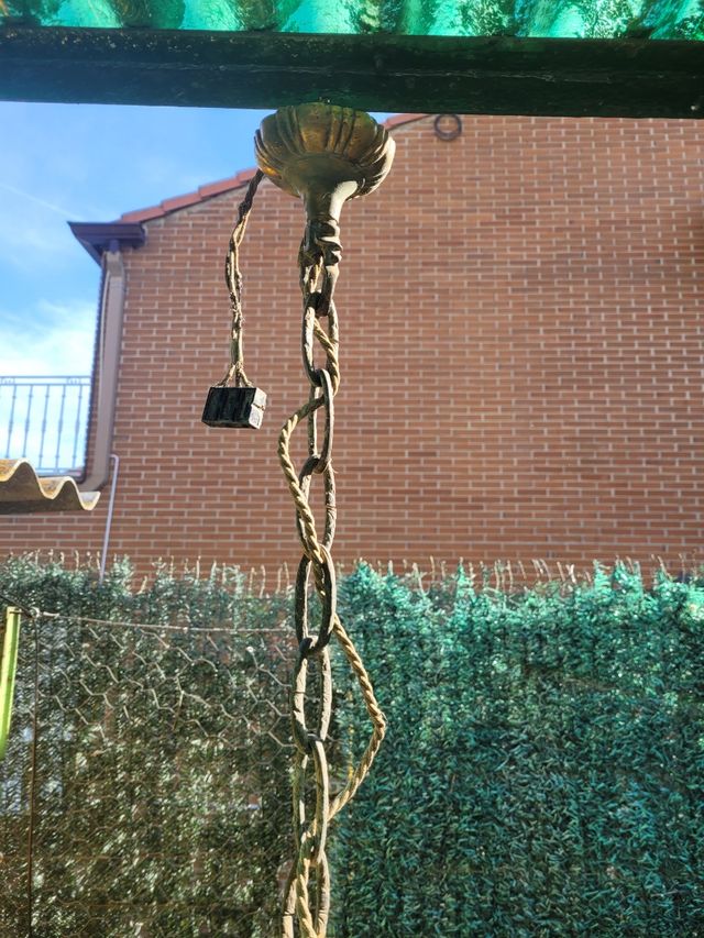 Antigua Lámpara Techo Bronce Dragones