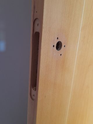 puerta de haya maciza iterior con marquteria