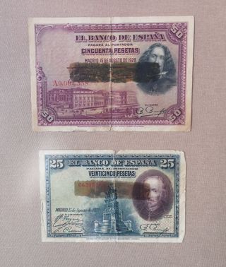 2 Marcos con billetes antiguos
