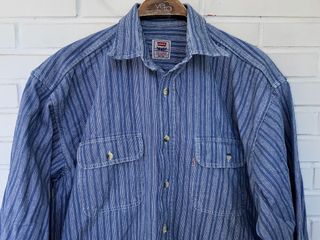 VINTAGE camisa rayas algodón grueso LEVIS talla L