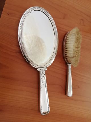 conjunto tocador antiguo con baño plata