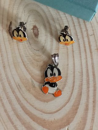 Conjunto plata de ley Pato Lucas NUEVO
