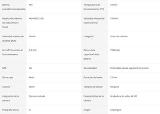 Dron teledirigido JS18 con cámara 4K HD, Negro