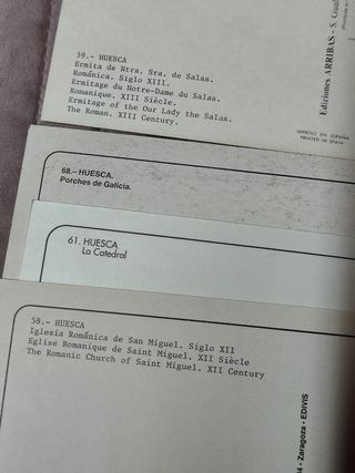 HUESCA. Lote 4 postales antiguas, nuevas.