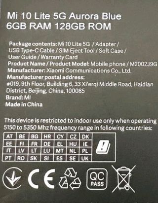 Móvil Xiaomi Mi 10 Lite 5G Azul 128 GB y 6 GB RAM