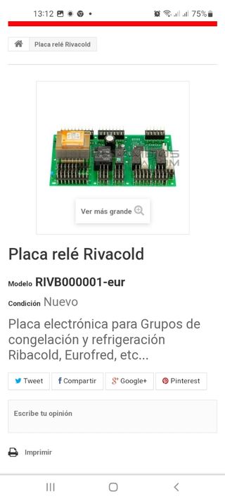 Placa eléctrica Rivacold.