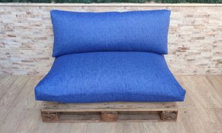 Conjunto de cojín para palet. Liso azul vaquero