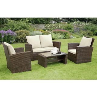 Conjunto ratan marron para jardín