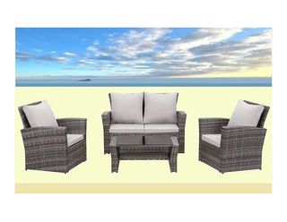 Conjunto ratan marron para jardín