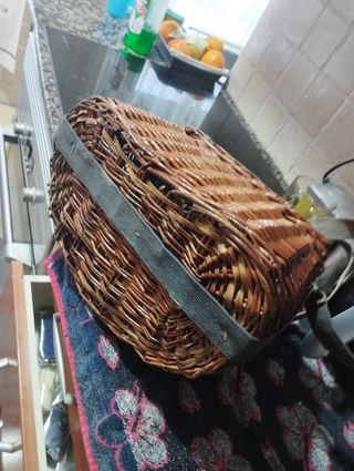 cesto mimbre vintage truchero