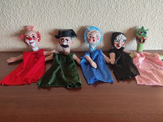 Lote de 5 Títeres o Guiñoles de cartón piedra