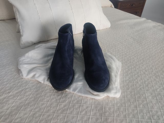 Botines serraje piel, azul marino