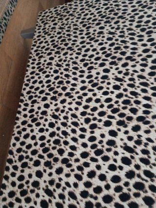 Baúl animal print con cojín decorativo a juego.