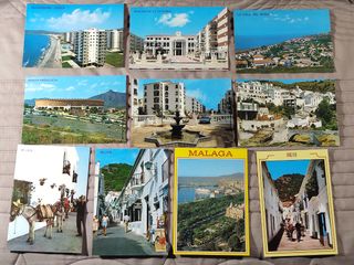MÁLAGA. Lote 36 postales antiguas, nuevas.