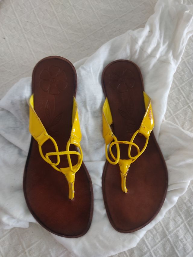 sandalias piel nuevas amarillas