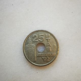 Moneda de 25 pesetas antigua 