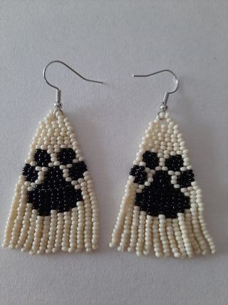 Pendientes cuentas con estampado de huella mascota