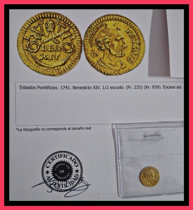 MONEDA DE ORO VATICANO BENEDICTO XIV