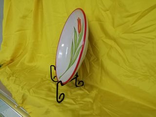 Plato decorativo esmaltado c/ soporte forja