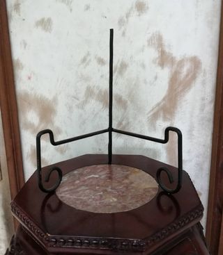 Plato decorativo esmaltado c/ soporte forja