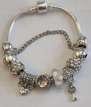 Oferta, pulsera,abalorios chapada en plata ley 925