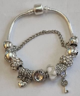 Oferta, pulsera,abalorios chapada en plata ley 925