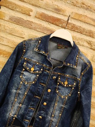 CAZADORA VAQUERA DENIM BRILLI, STRASS, TACHAS