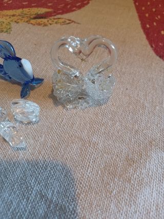 lotto 16 figurine in vetro e porcellini ceramica