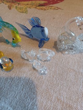 lotto 16 figurine in vetro e porcellini ceramica