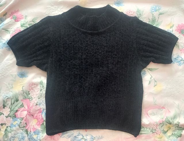 niki negro manga corta tipo cachemir