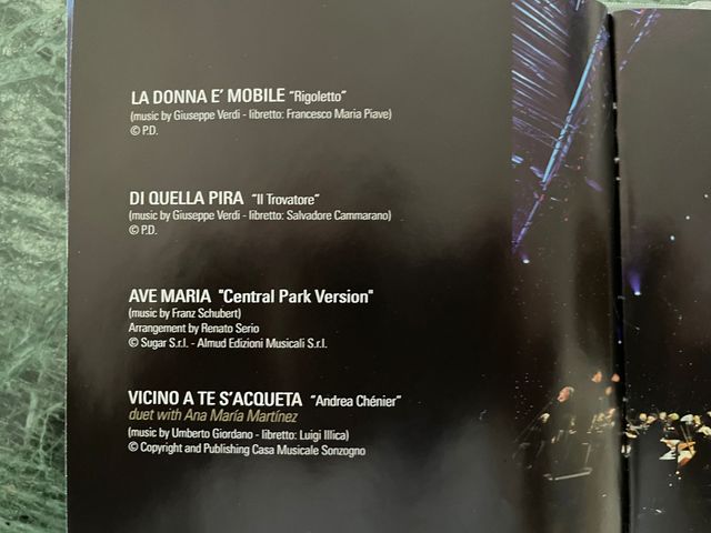 CD Andrea Bocelli “Concerto in Central Park"