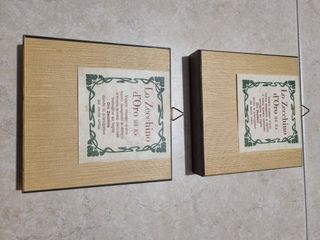 2 Quadretti 14×14 cad. Foglia oro 24KT