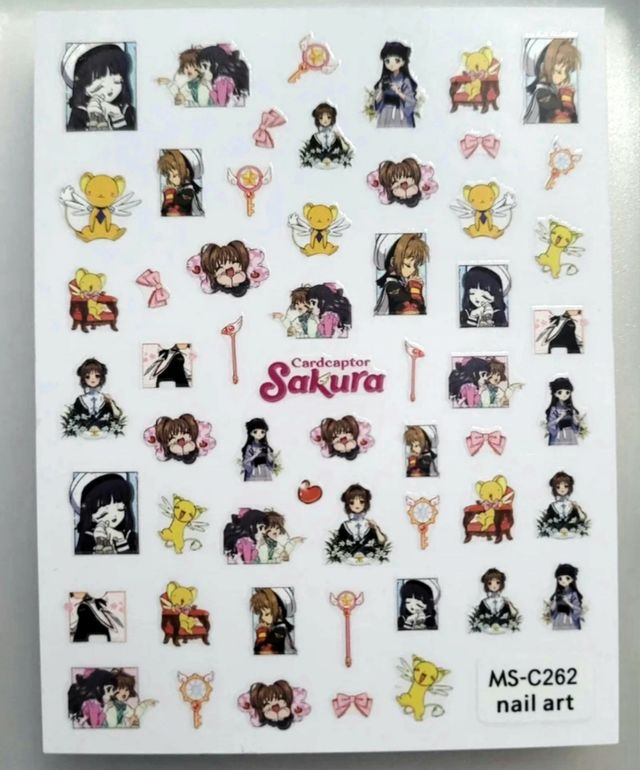 pegatinas de uñas sailor moon,sakura card,pokemon.
