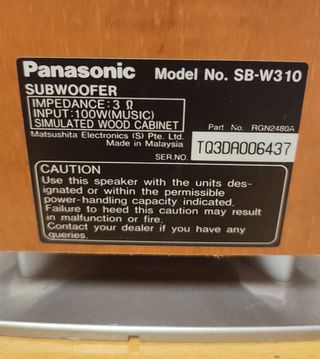 Equipo altavoces Hi-Fi y Home Cinema Panasonic.